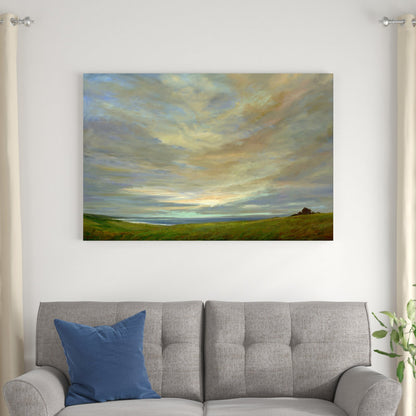 Tranquil Coastal Sky - Serene Oil Painting Landscape Art Print