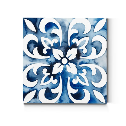 Elegant Cobalt Blue Floral Abstract Oil Painting for Contemporary Home Decor