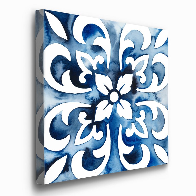 Elegant Cobalt Blue Floral Abstract Oil Painting for Contemporary Home Decor