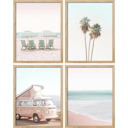 1980s Retro Miami Beach Collage Art Set for Vibrant Home Décor