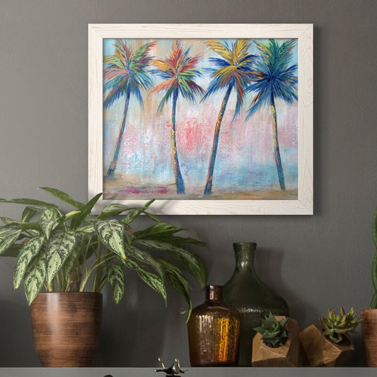 Vibrant Palm Trees Abstract Oil Painting for Bright Home Decor