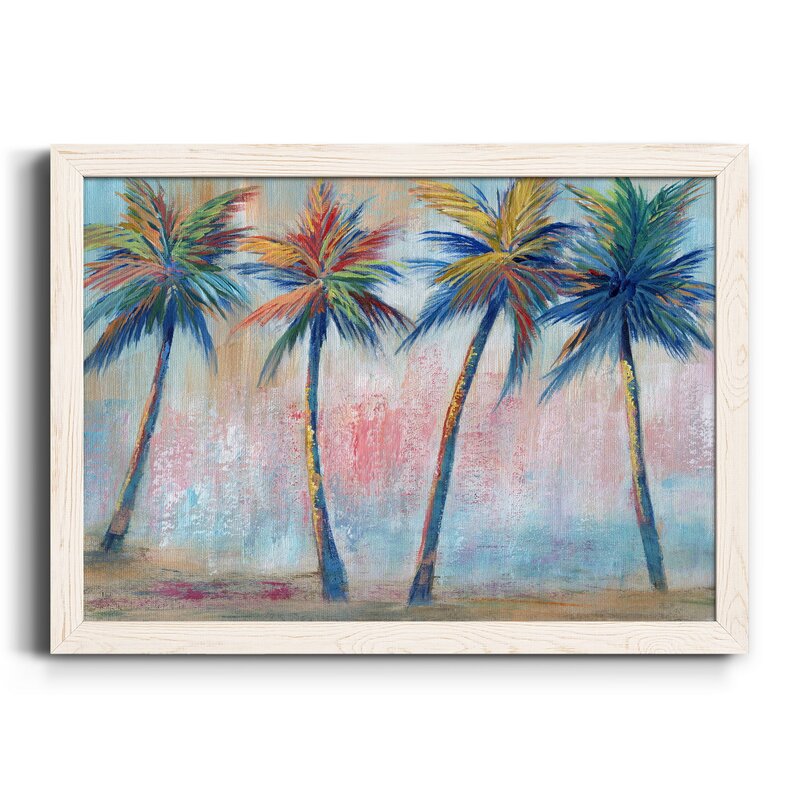 Vibrant Palm Trees Abstract Oil Painting for Bright Home Decor