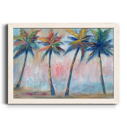 Vibrant Palm Trees Abstract Oil Painting for Bright Home Decor