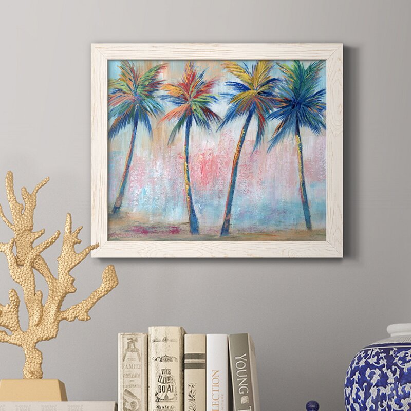 Vibrant Palm Trees Abstract Oil Painting for Bright Home Decor