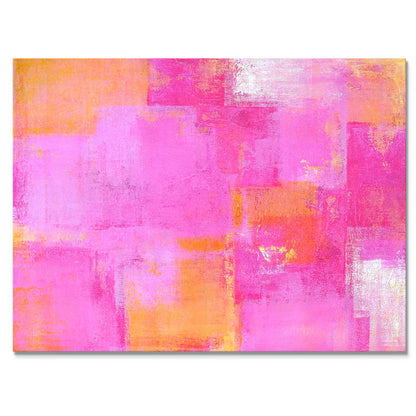 Vibrant Abstract Oil Painting in Pink and Gold Tones for Modern Home Decor