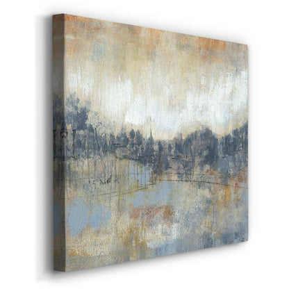 Serene Abstract Landscape Oil Painting in Cool Gray and Earth Tones