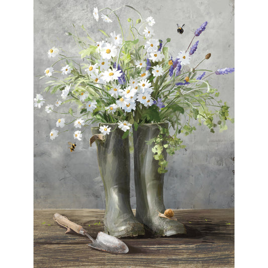 Charming Flower Arrangement in Rain Boots for Cozy Cottage Decor