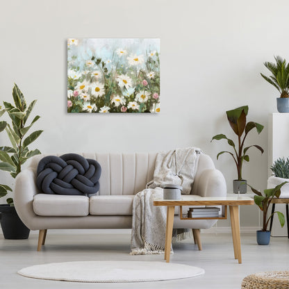 Fresh Daisy Field Oil Painting | Serene Floral Artwork for Home Decor