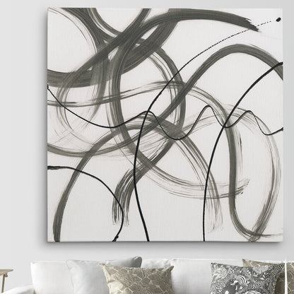 Abstract Flowing Lines Oil Painting for Modern Home Decor