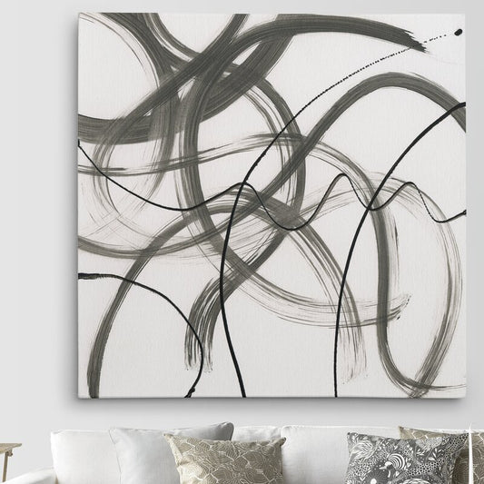 Abstract Flowing Lines Oil Painting for Modern Home Decor