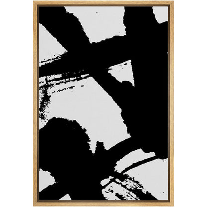 Dynamic Black and White Abstract Oil Painting with Bold Brush Strokes