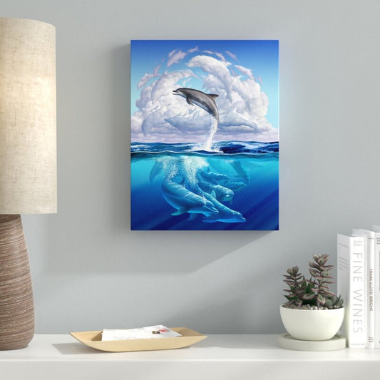 Vibrant Dolphin Dance in Oceanic Wonderland