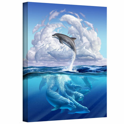 Vibrant Dolphin Dance in Oceanic Wonderland
