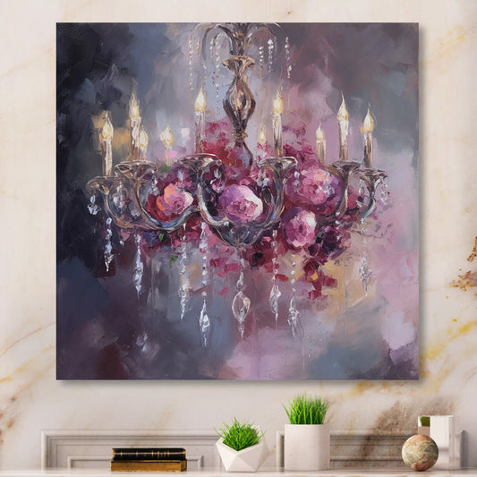 Chic Floral Chandelier Oil Painting for Elegant Home Décor