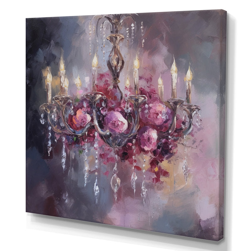 Chic Floral Chandelier Oil Painting for Elegant Home Décor
