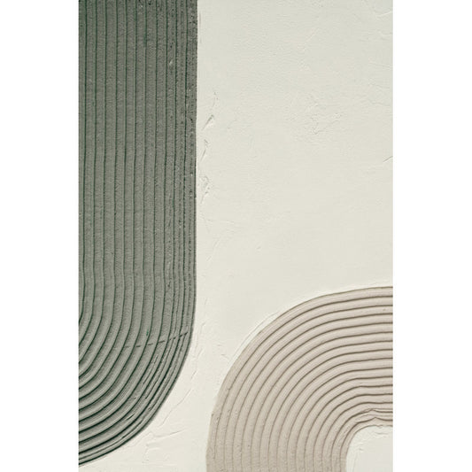 Abstract Green and Beige Lines Oil Painting for Modern Home Decor