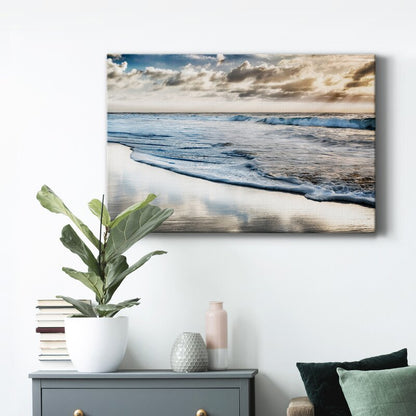 Tranquil Ocean Waves Under a Sunny Sky - Serene Coastal Oil Painting