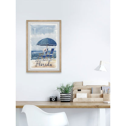 Relaxing Beach Scene in Florida – Coastal Oil Painting Print