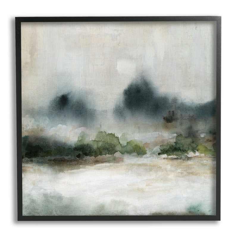 Abstract Foggy Mountain Landscape Oil Painting Wall Art