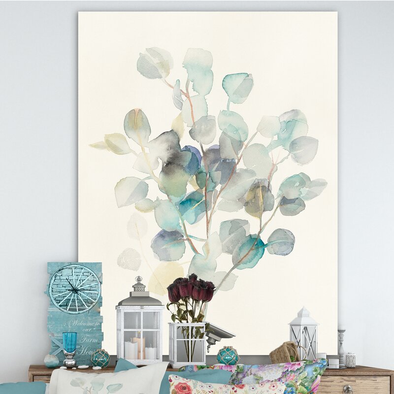 Elegant Eucalyptus Leaves Oil Painting for Modern Home Decor