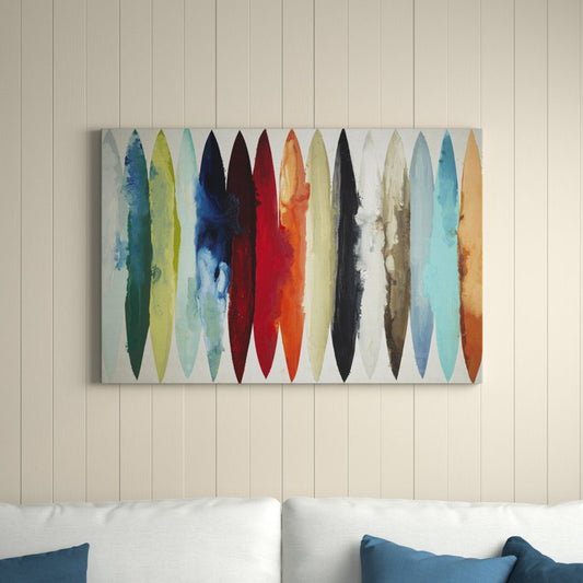 Vibrant Surfboard Art: Colorful Ocean-Inspired Oil Painting for Home Decor