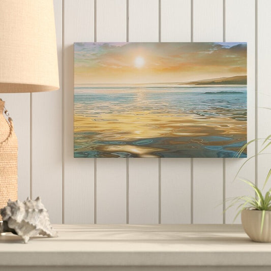 Serene Sunset Reflection Over Calm Waters - Elegant Oil Painting