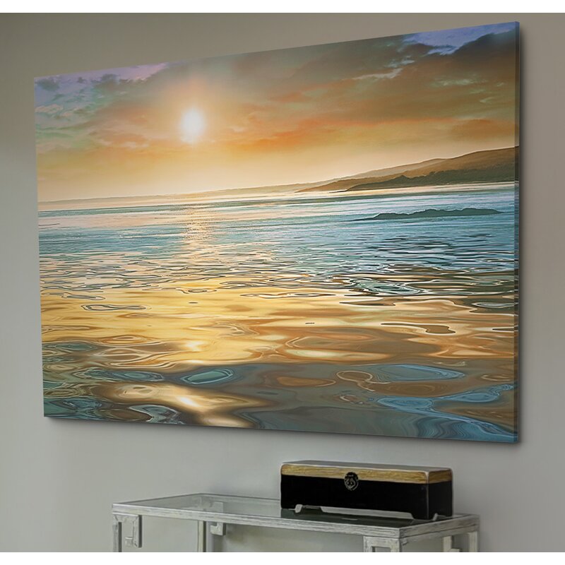 Serene Sunset Reflection Over Calm Waters - Elegant Oil Painting