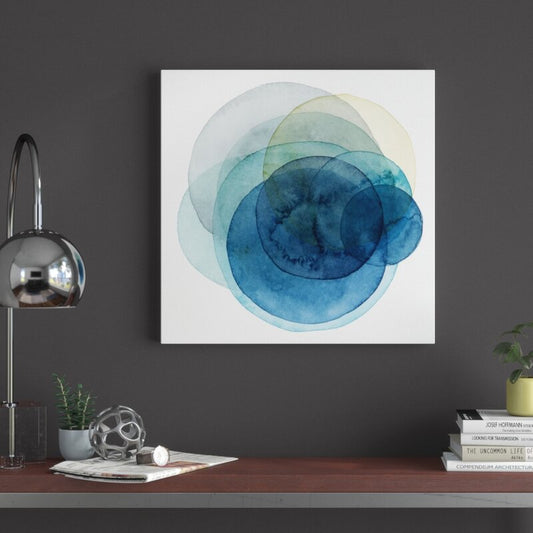 Abstract Blue Ocean Circles Oil Painting