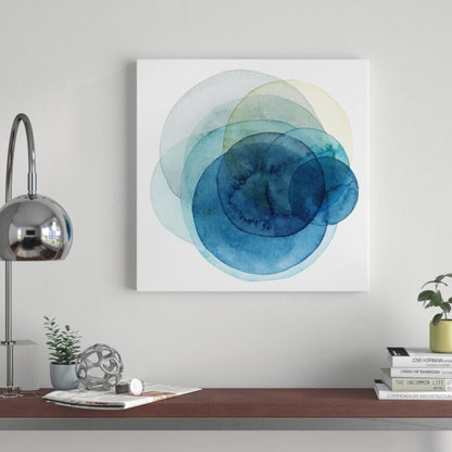 Abstract Blue Ocean Circles Oil Painting
