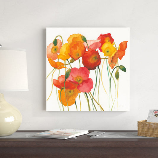 Vibrant Floral Abstract Oil Painting of Poppies