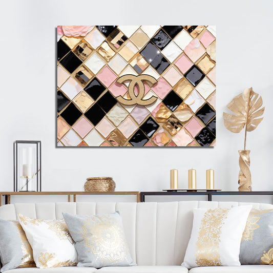 Chic Geometric Oil Painting with Glamorous Patterns and Stylish Iconic Design