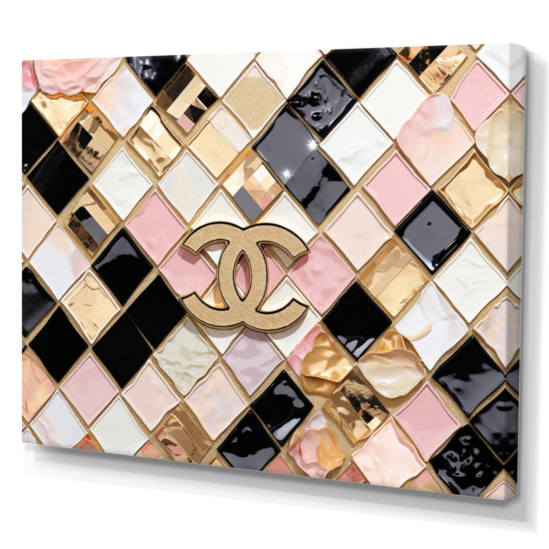 Chic Geometric Oil Painting with Glamorous Patterns and Stylish Iconic Design