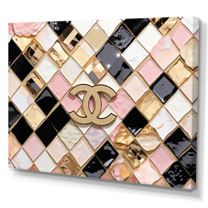 Chic Geometric Oil Painting with Glamorous Patterns and Stylish Iconic Design