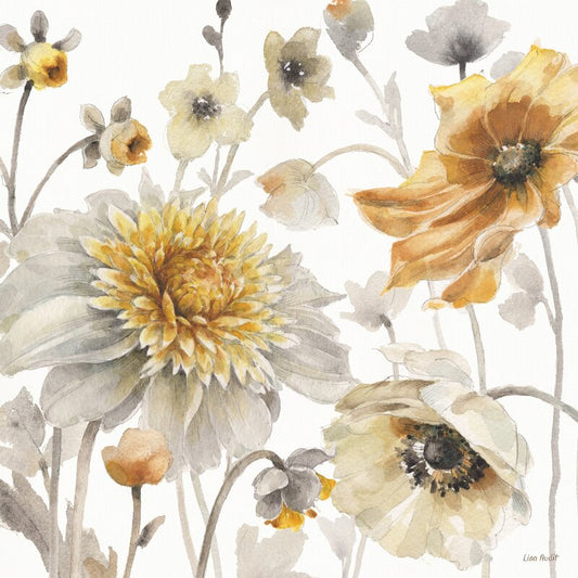 Elegant Floral Oil Painting Print - Fields of Gold