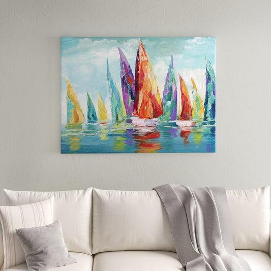 Vibrant Sailing Colors on a Serene Water Canvas