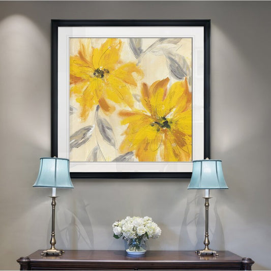 Vibrant Yellow Floral Abstract Oil Painting for Bright Home Décor