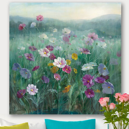 Vibrant Flower Field Oil Painting for Home Decor and Art Lovers