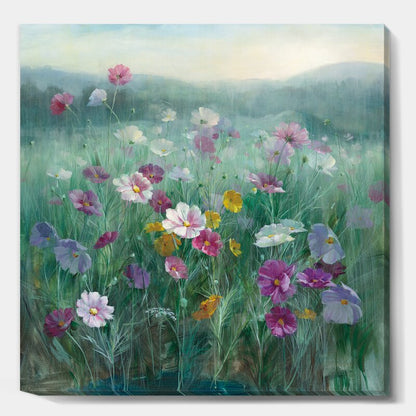 Vibrant Flower Field Oil Painting for Home Decor and Art Lovers