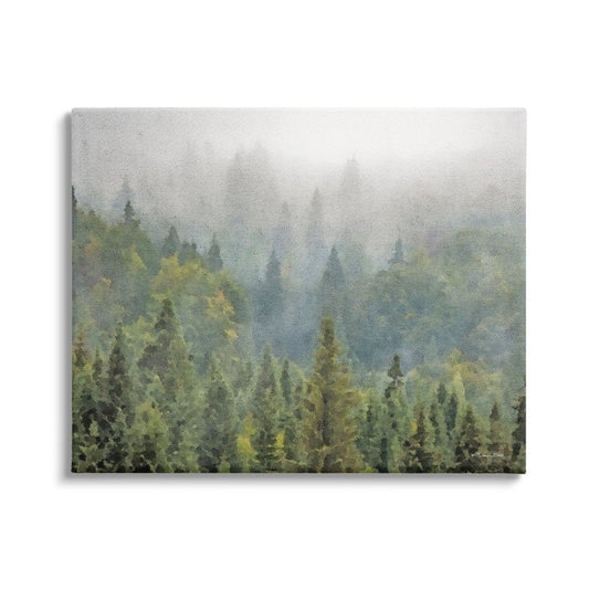Misty Pine Forest - Serene Mountain Landscape Oil Painting Decor