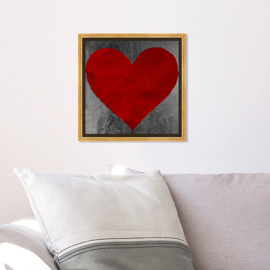 Romantic Oil Painting of Vibrant Red Heart on Abstract Background