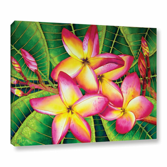 Vibrant Frangipani Flower Oil Painting - Tropical Floral Artwork for Home Decor