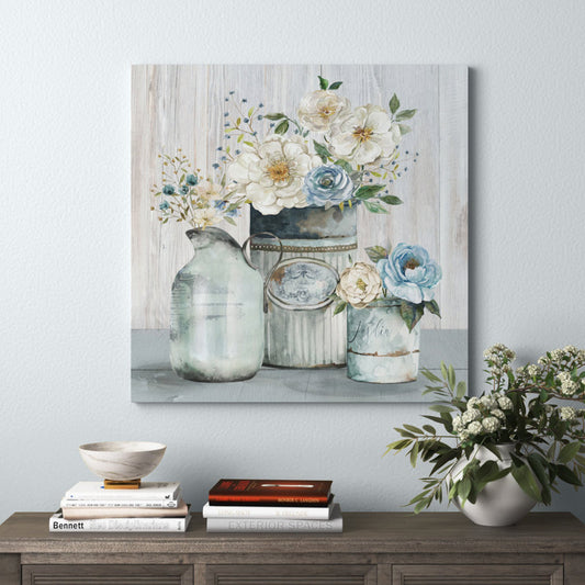Charming Floral Still Life in Vintage Vases - Elegant Oil Painting for Home D√©cor