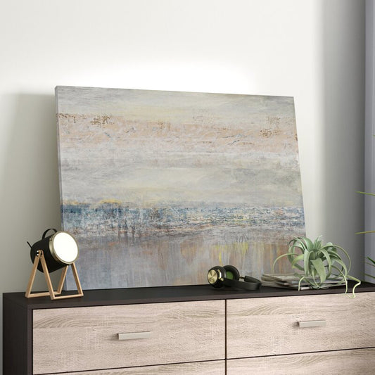 Serene Landscape in Soft Hues - Tranquil Oil Painting for Modern Decor