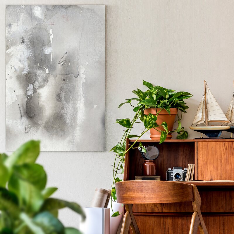 Abstract Grey Landscape Oil Painting for Modern Home Decor