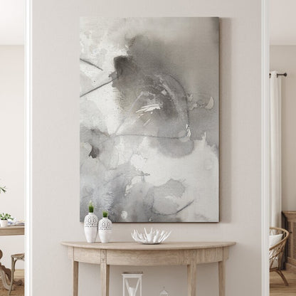 Elegant Abstract Grey Garden Parterre Oil Painting for Contemporary Home Decor