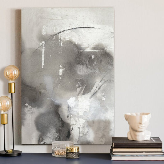 Elegant Abstract Oil Painting for Modern Home Décor in Grayscale Tones