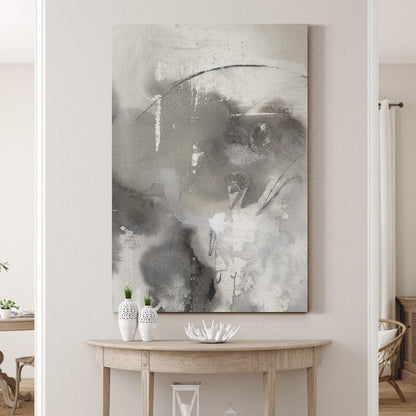 Elegant Abstract Oil Painting for Modern Home Décor in Grayscale Tones