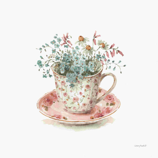Charming Floral Teacup Still Life Oil Painting