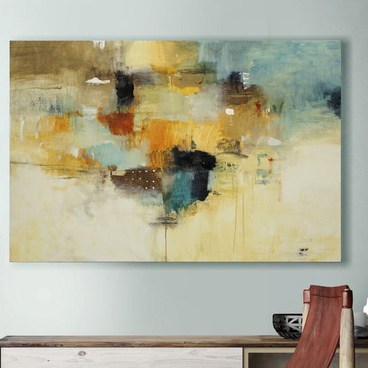 Abstract Serenity: Modern Oil Painting with Warm Tones and Textured Layers