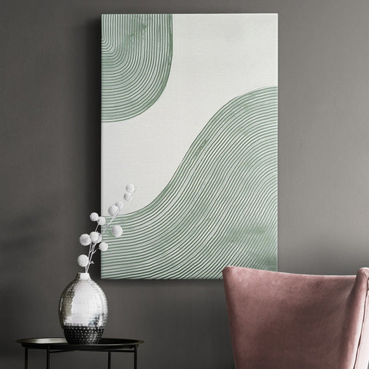 Abstract Green Wave Oil Painting for Modern Home Decor
